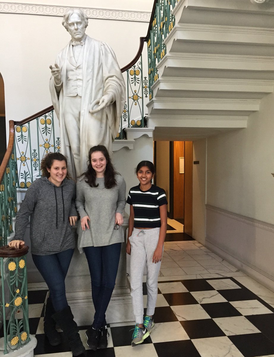 FHSRegentsPark's tweet photo. Incredible news! 🧮 Three of our UIV mathematicians have been chosen to attend Saturday Mathematics Masterclasses @Ri_Science! Here they are at last Saturday's event with a statue of famed scientist #MichaelFaraday ⚡️#FHSSTEM #FHSCommunity #Mathematics @GSAUK @HMC_Org https://t.co/sU7EuSehZI