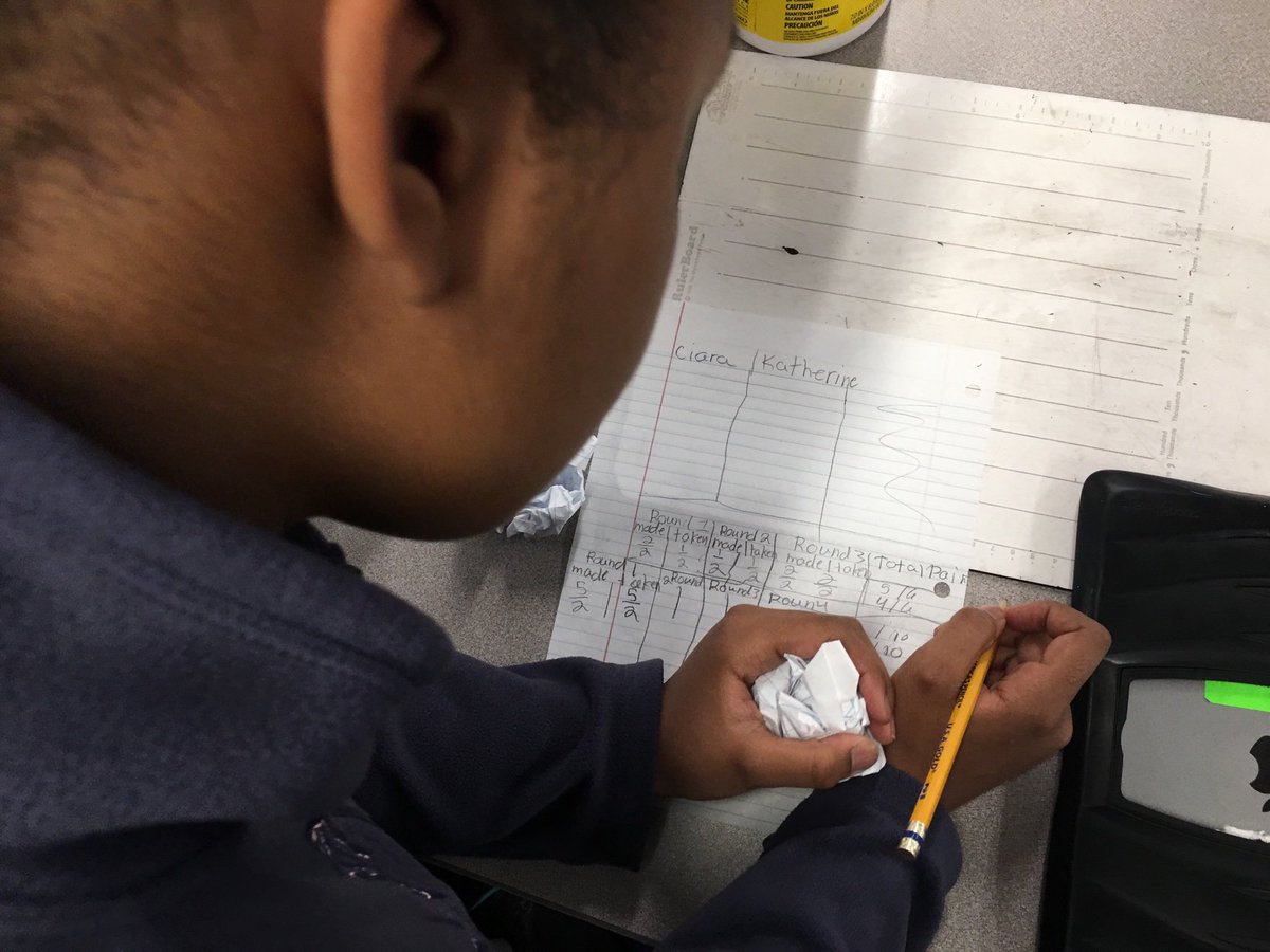 KevDubSch's tweet photo. 5th grade fractions are getting trashy 🤗 #spotlightonstrategies   #fractiontrasketball https://t.co/GOlzAvxItx