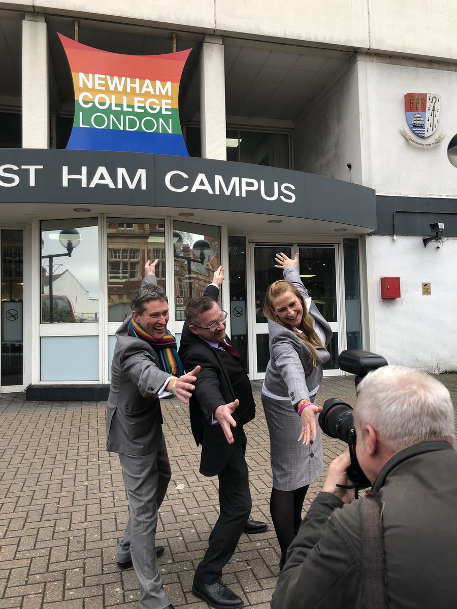 Smile! The press are here with Olivia Besly, @stevebrayshaw and @NewhamPrincipal as we unveil our new branding for @LGBTHM #LGBTHM19 #LGBTQ