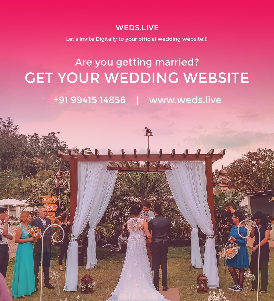 WedsLive's tweet image. Weds.live offering stunning wedding website with bride &amp;amp; groom name printed Domain URL( brideandgroom.weds.live ). Free website, Free Domain &amp;amp; Pay for hosting just 500 INR for 3 months. For more information visit weds.live or Call 9941514856