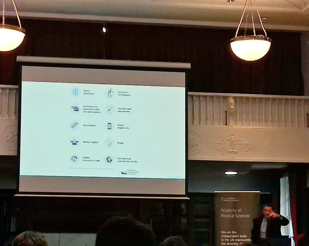 Neuronal_K's tweet photo. Among the #10commandments to solve #AMR: public awareness,sanitation and hygiene, vaccines,surveillance,rapid diagnostics, human capital and international collaborations - says Lord Jim O'Neill @ChathamHouse at #AMR19 @acmedsci https://t.co/3hRKJwcKbT