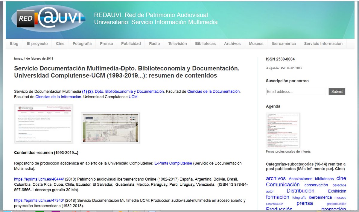 alyepes's tweet photo. Servicio Documentación Multimedia (1993-2019...) Universidad Complutense: resumen de contenidos. https://t.co/TgT85b2u1U https://t.co/q3c7CRhWNQ