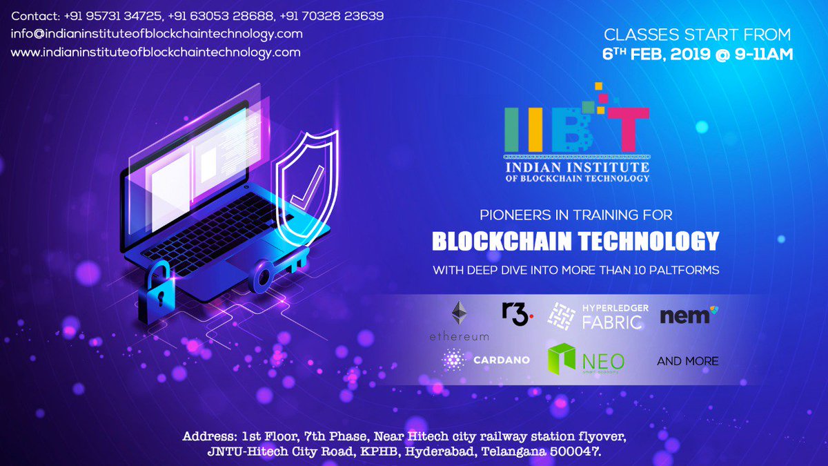 IIBTHyderabad's tweet photo. IIBT offers Blockchain training in Hyderabad. We providing Software training based on Corporate level standards that help our students to be prepared for industries. 
Visit Our Website:  https://t.co/esV2pSdhQ7
#IIBT #Blockchaintechnology #Hyderabad #Kphb #Hitechcity #Stratis https://t.co/TvQYN52ThP