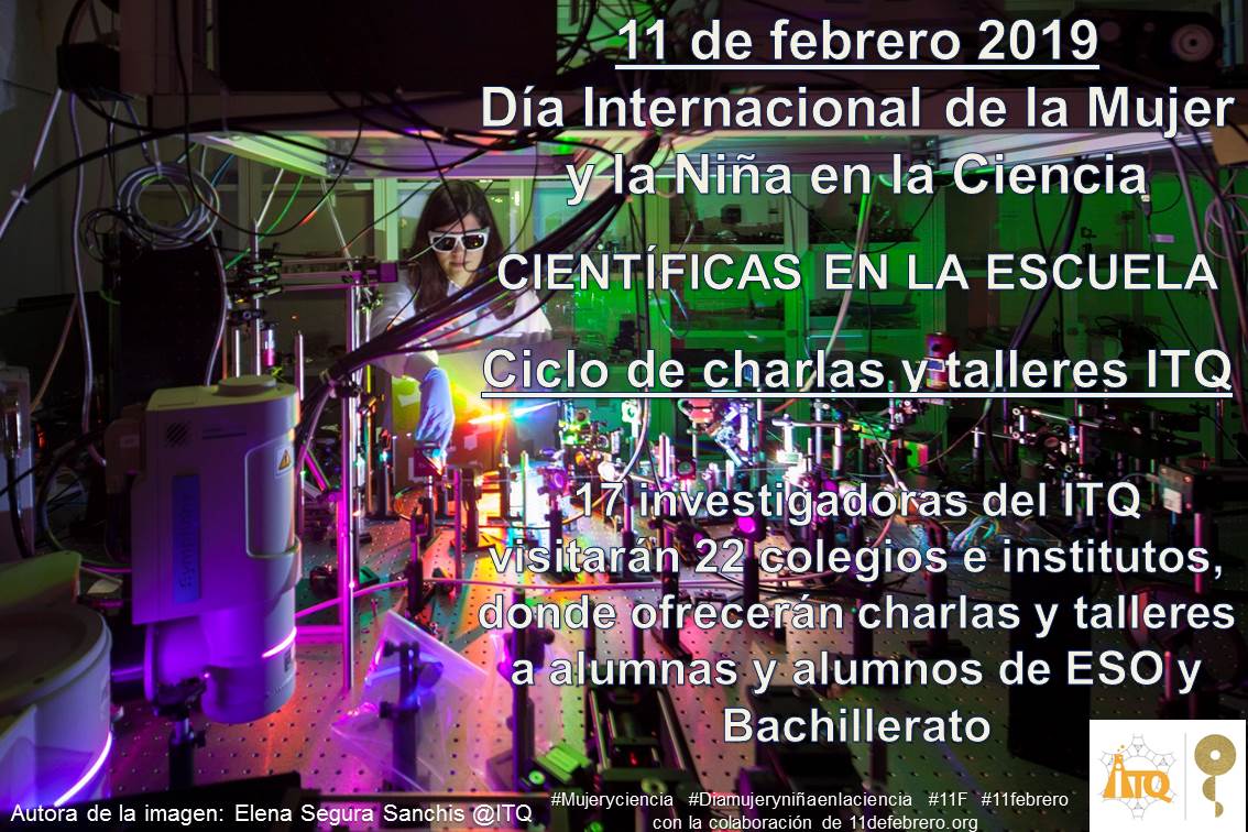 ITQ_CSICUPV's tweet photo. Con motivo del Día Internacional de la Mujer y la Niña en la Ciencia, el @ITQ_UPVCSIC organiza charlas y talleres para estudiantes de ESO y bachillerato. 
+info: https://t.co/anBY7MxyCJ

@11defebreroES @CSIC @CSICval @UPV 
 #11febrero #Mujeryciencia #Diamujeryniñaenlaciencia #11F https://t.co/q8pLtx1TTd
