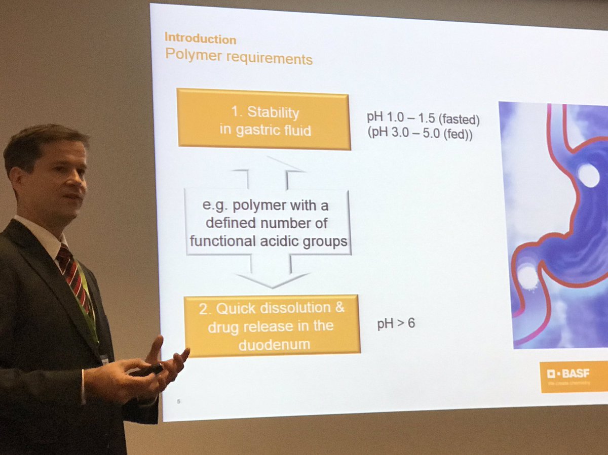 RDobrawa's tweet photo. Looking into the details - @johann_philipp Hebestreit presents insights into handling and dissolution behavior of enteric coatings, especially at intermediate pH, at our @BASF_Pharma &amp; @BTC_Europe Seminar in Berlin. https://t.co/spVlezoTBr