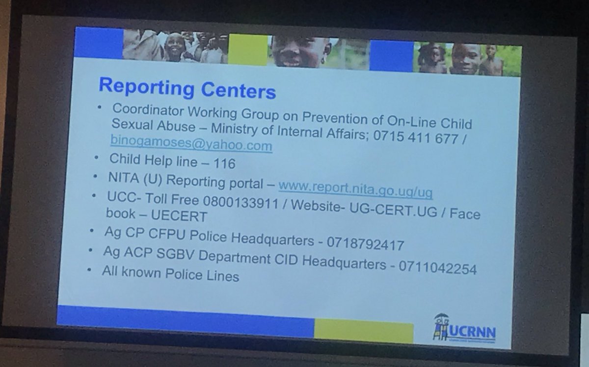 Reporting Centers for online abuse @ucrnn @UCC_Official @MoICT_Ug @UgCERT @PoliceUg #SaferInternetDay2019 #SaferInternetDayUG