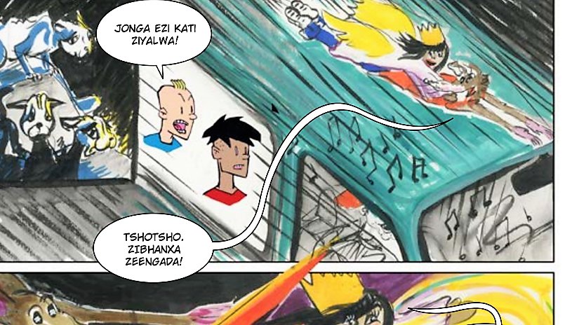 Bal-Oog en Brommel in hul camio in IsiXhosa! Robbie die Rowwe Rot is opad! #baloog #comics #xhosa #afrikaans  <a href="/dmduplessis/">morne du plessis</a> @skedelmaus