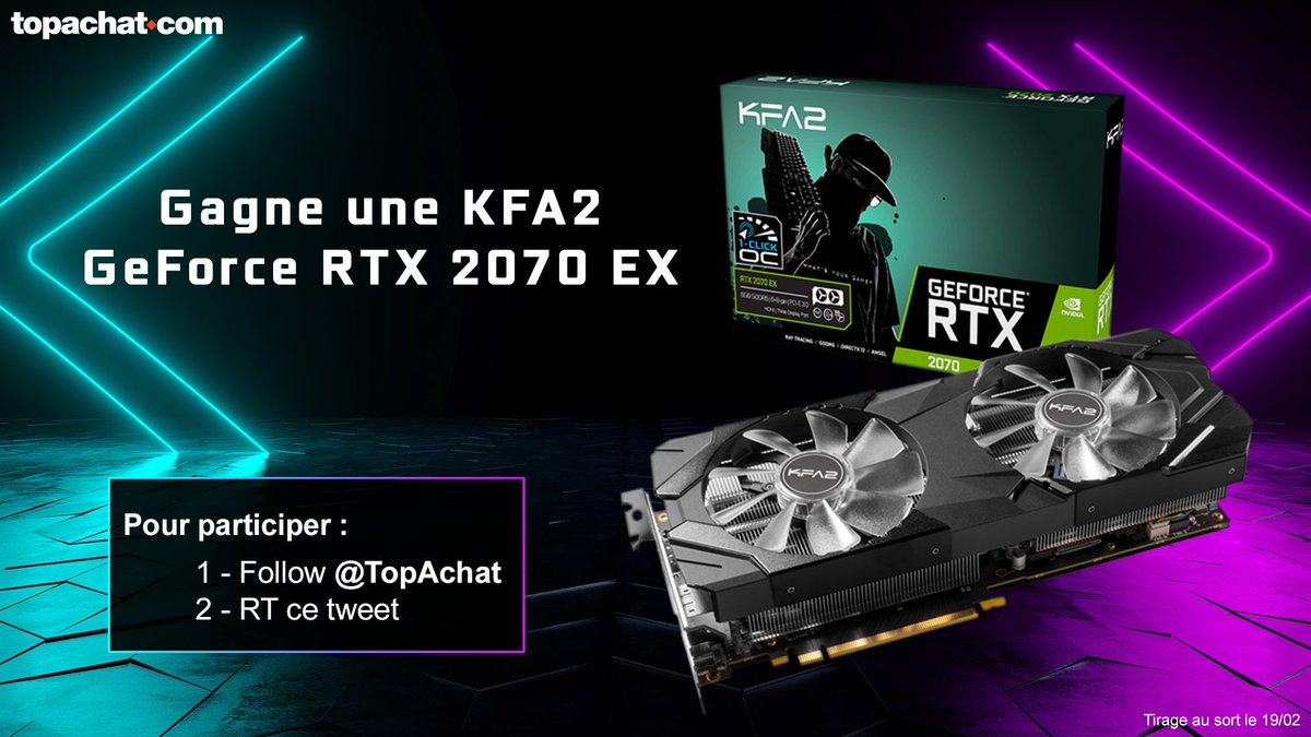 TopAchat's tweet image. #Concours 🎁
Gagne ta KFA2 RTX 2070 EX 😍

Pour participer ⬇
👉 Follow @TopAchat
👉 #RT ce tweet

topachat.com/pages/detail2_…

TAS le 19/02 ⏳
Bonne chance à tous 🍀