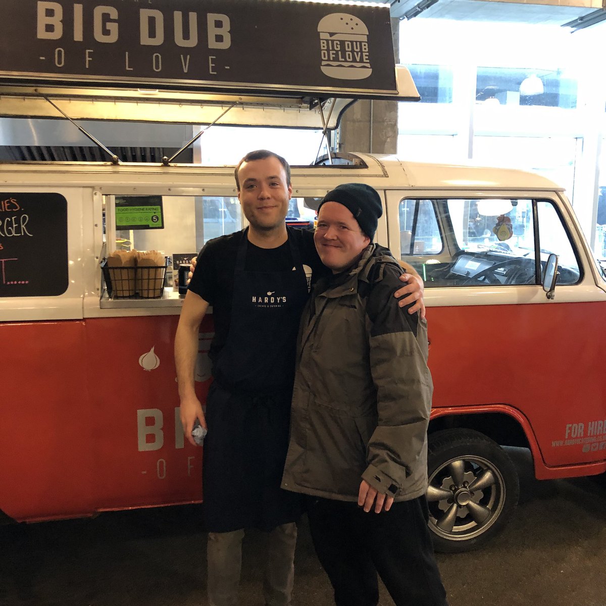 BigDubofLove's tweet photo. So excited to be open @TrinityLeeds Trinity Kitchen! And here’s our first very happy customer! This is Lee and he’s just paid us a visit to the Big Dub of Love! #belikelee #leeinleeds #leeds #trinity #trinitykitchen #youknowwhattodo https://t.co/ENboFagETo