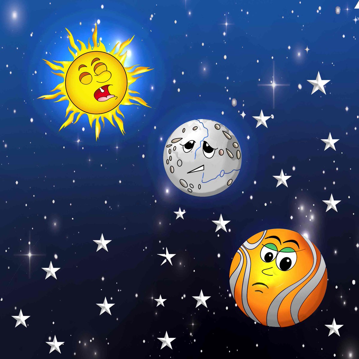 Talking1Planets's tweet photo. #JadaScott is studying about the sun... (Her artwork of the sun and planets is featured in her book, #TalkingPlanets: The Night Problem.) Fact 1: The sun is one of the many stars in our universe. Our #sun isn't the largest star. https://t.co/AWmCrSvBCG