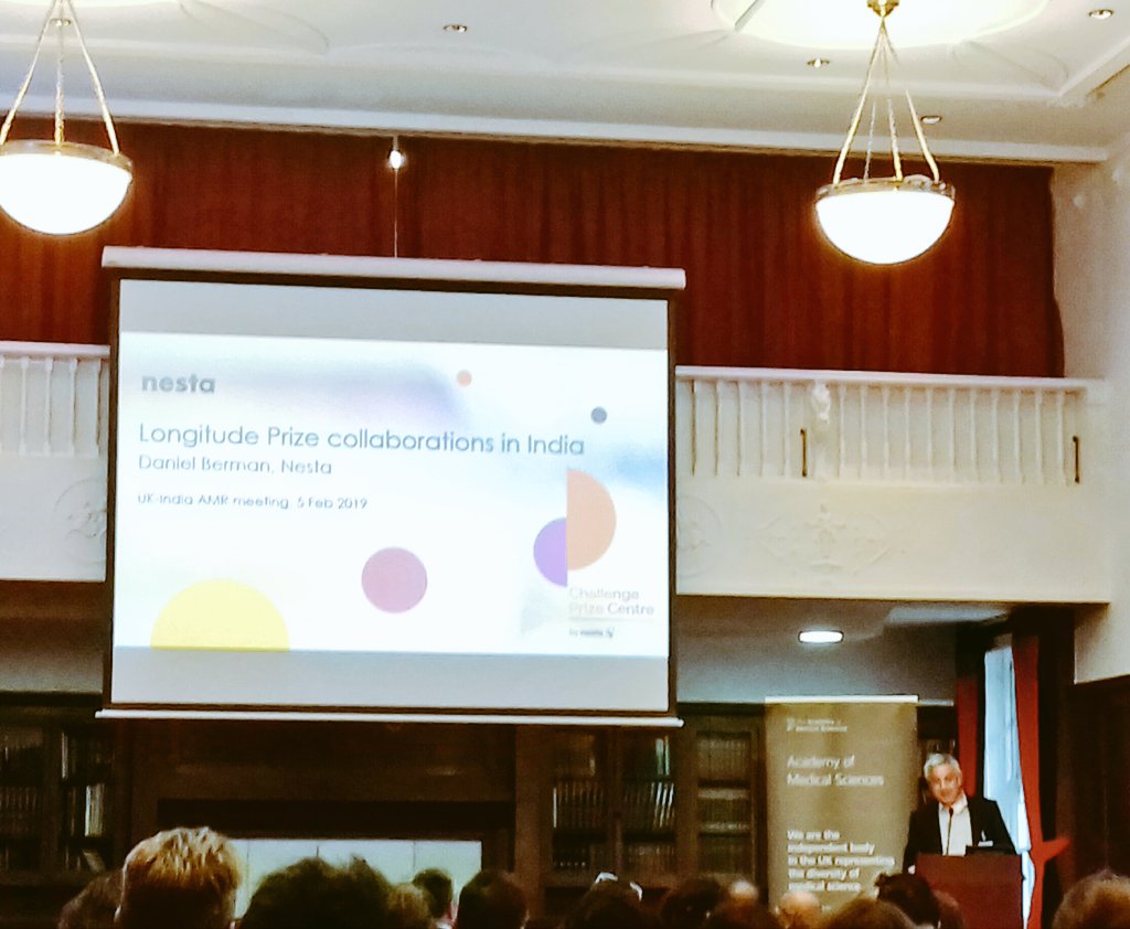 Neuronal_K's tweet photo. Daniel Berman from @nesta_uk describes the @longitude_prize at #AMR19: high level of support is a key success factor, sharing critical information a challenge https://t.co/cgh5sxLet8
