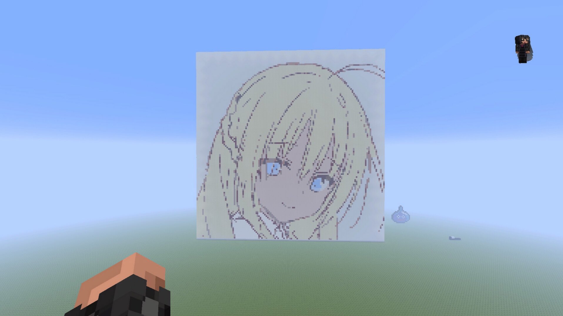 K T 趣味アカ やっとこさ完成しました クロス コネクトの春風のドット絵です サイズは128x128です 右が今回使った画像です 目に苦労した また新しいのも作ってみようと思います マインクラフト ドット絵 クロスコネクト T Co