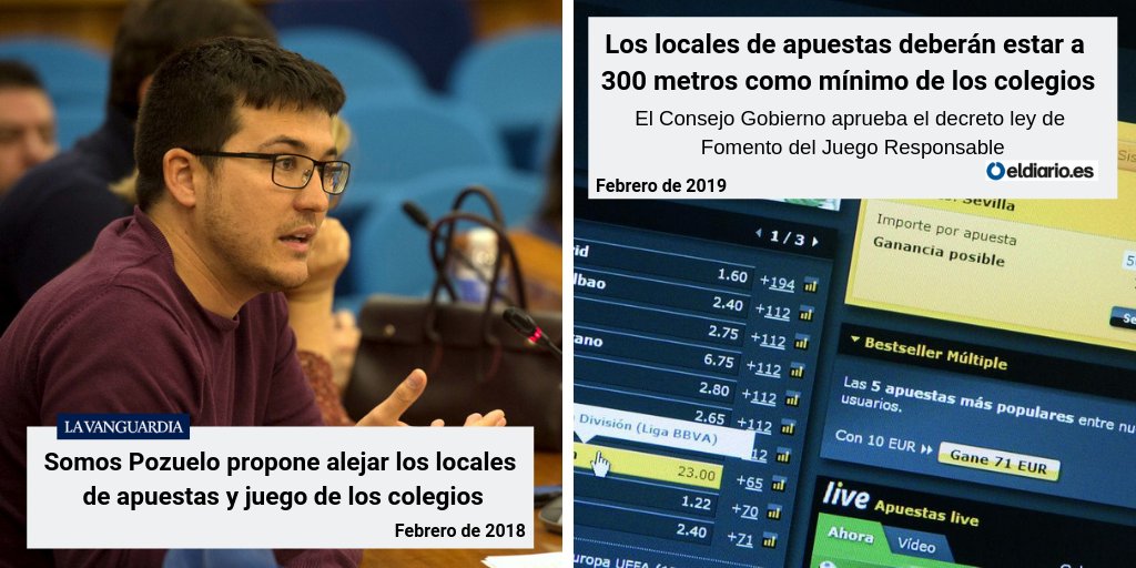 P_GomezPerpinya's tweet photo. En 2018 defendimos en #Pozuelo medidas para proteger a los menores ante el aumento descontrolado de las casas de apuestas. El PP lo bloqueó. Hoy, tras un gran trabajo con muchos pueblos y compañeros, se garantizará por Ley. 
Enhorabuena a todos, en particular a @EmilioDelgadoOr https://t.co/bnfPp1b7Sq