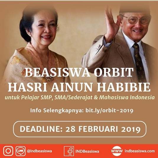 ORBIT_06's tweet photo. BEASISWA ORBIT AINUN HABIBIE

Bagi kamu pelajar dan mahasiswa di seluruh Indonesia, silahkan mencoba tawaran beasiswa yang rutin ditawarkan setiap tahunnya berikut ini. BEASISWA ORBIT H.A.H (Hasri Ainun Habibie) yan… https://t.co/lfyL9jHqYA https://t.co/uGP9c9kL0G https://t.co/eb9hwvxBCK