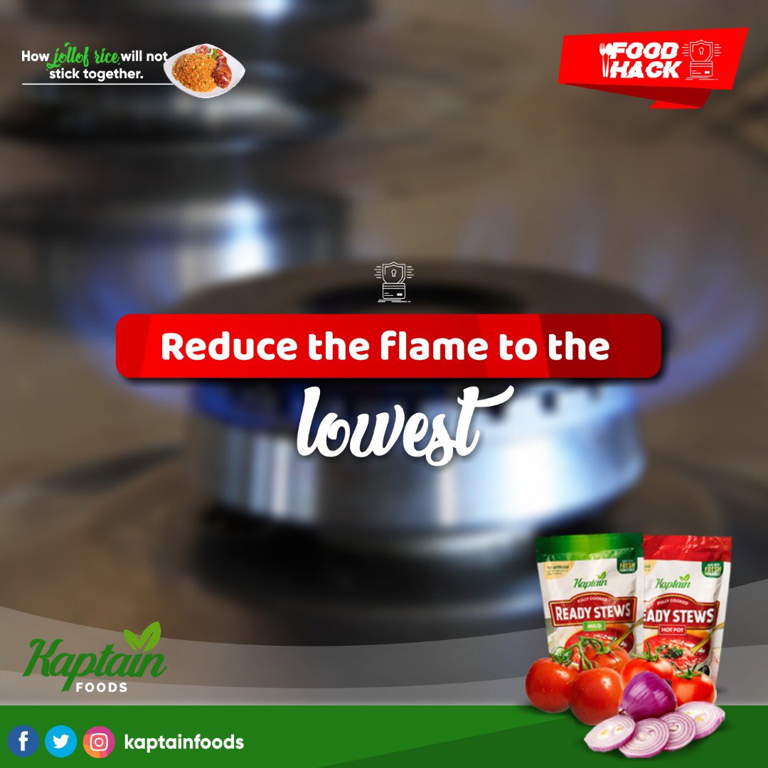 kaptainfoods's tweet photo. This is how to make sure your Jollof rice doesn’t stick together.

Tag a friend to learn this #foodhack #jollofrice #nigerianfood #cheftricks #tagafriend #kaptainfoods #readystews https://t.co/1tQ7t2a55v