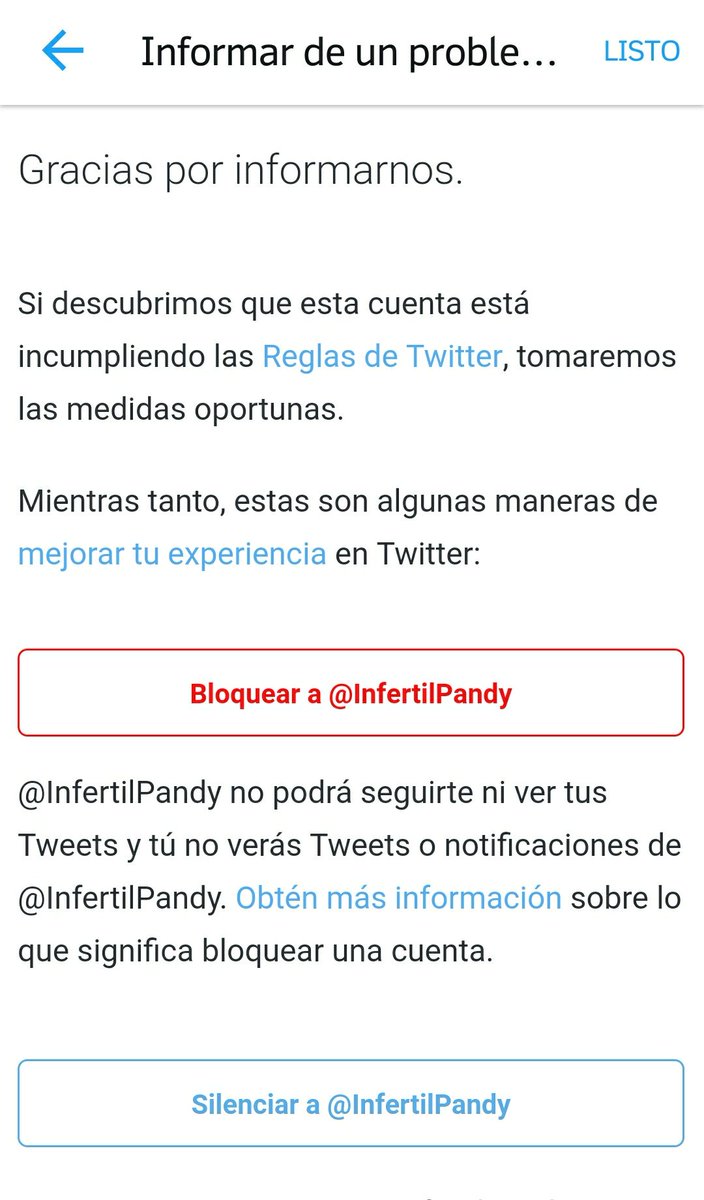 #infertilpandy se puede denunciar una cuenta por SPAM #KaliConsejo
