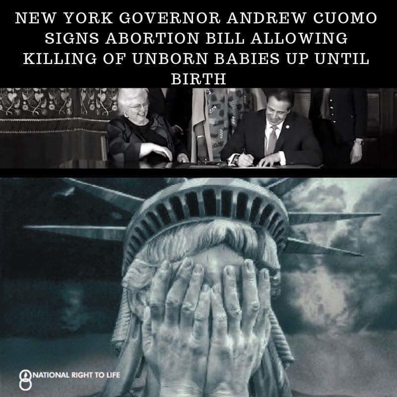 JoeCampo6's tweet photo. What's next? #abortionbill #ny #UnbornLivesMatter #whatsnext #BabiesLivesMatter #Catholic #CatholicTwitter #Jesus #god #life #AllLivesMatter https://t.co/TBUPhBDA0e