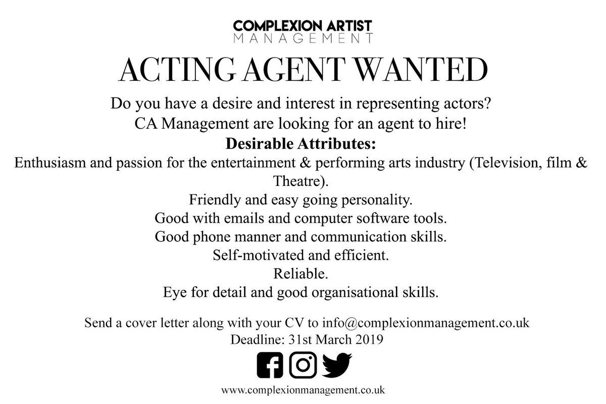 CAManagements's tweet image. MODEL BOOKER AND ACTING AGENT WANTED! #CAManagement #CAActors #CAModels #CATalent #ModelBooker #Agent #talentAgent RT