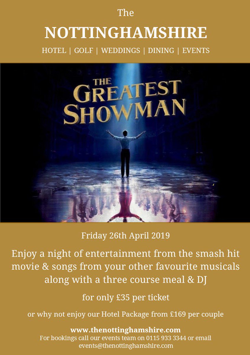 Enjoy a night of entertainment Fri 26 Apr from the smash hit movie &amp; songs from other favourite musicals along with 3 course meal &amp; DJ, only £35 per ticket.

Why not enjoy our Hotel Package from £169 per couple, including 2 x tickets, b&amp;b accommodation in our Executive Rooms.