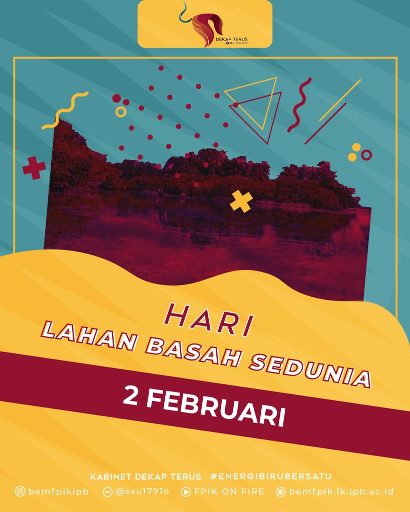 HARI LAHAN BASAH SEDUNIA]

Ayo kita jaga ekosistem lahan basah kita! ”Ekosistem lahan basah sehat, Bencana terhambat”

Selamat hari Lahan Basah Sedunia 2019