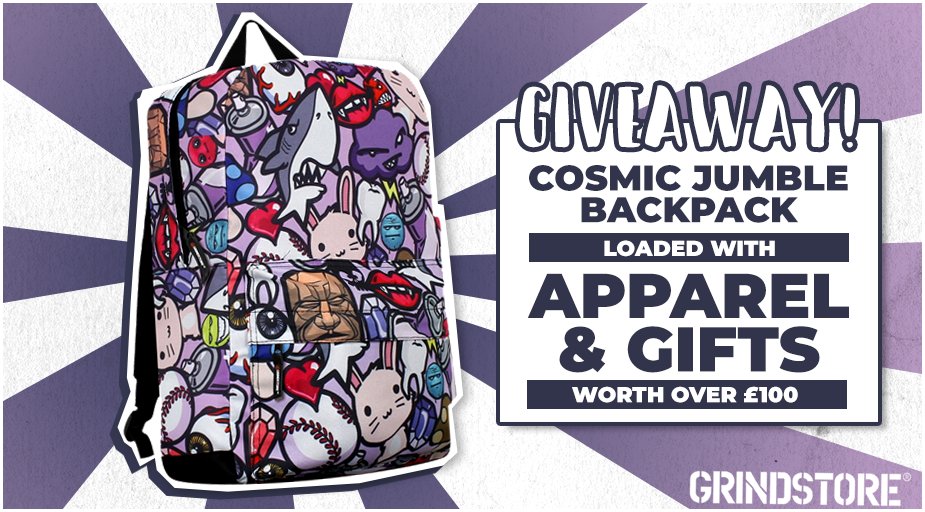 grindstore's tweet photo. WIN A BACKPACK FILLED WITH GOODIES! 😍
Want to win a Grindstore backpack loaded with pop culture apparel and awesome gifts? Of course you do! 

➡ Retweet &amp; Follow ⬅ 

Last entry midnight 10.02.19. 
Open worldwide 🌍 

#freebiefriday #giveaway #competition #win https://t.co/l8c4AuGtlo