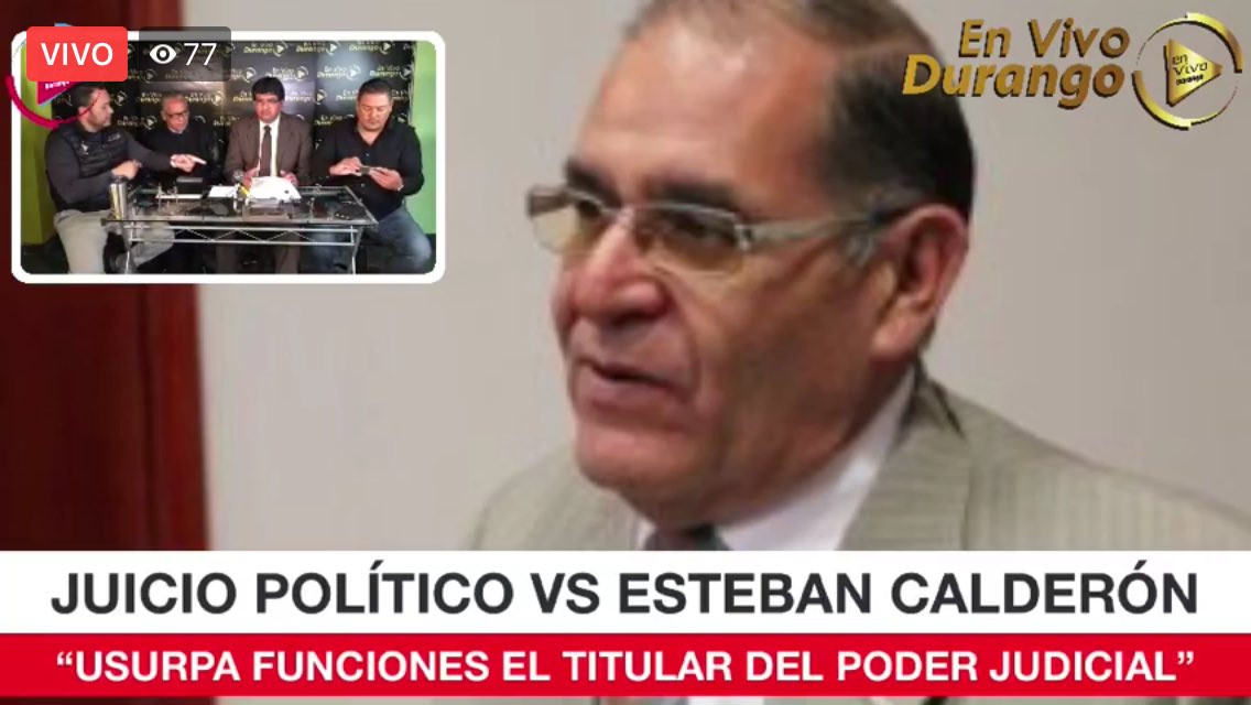 EnVivoTVMX's tweet photo. Da click en este enlace para acceder a todo el expediente inicial de Juicio Político contra Esteban Calderón Rosas, Magistrado Presidente del Tribunal Superior de Justicia de Durango 

https://t.co/q55MHSPPG3 https://t.co/JUqjzQnQze
