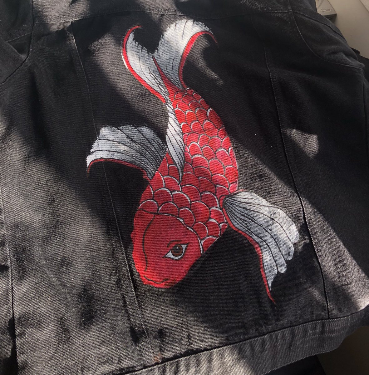 painted black denim jacket