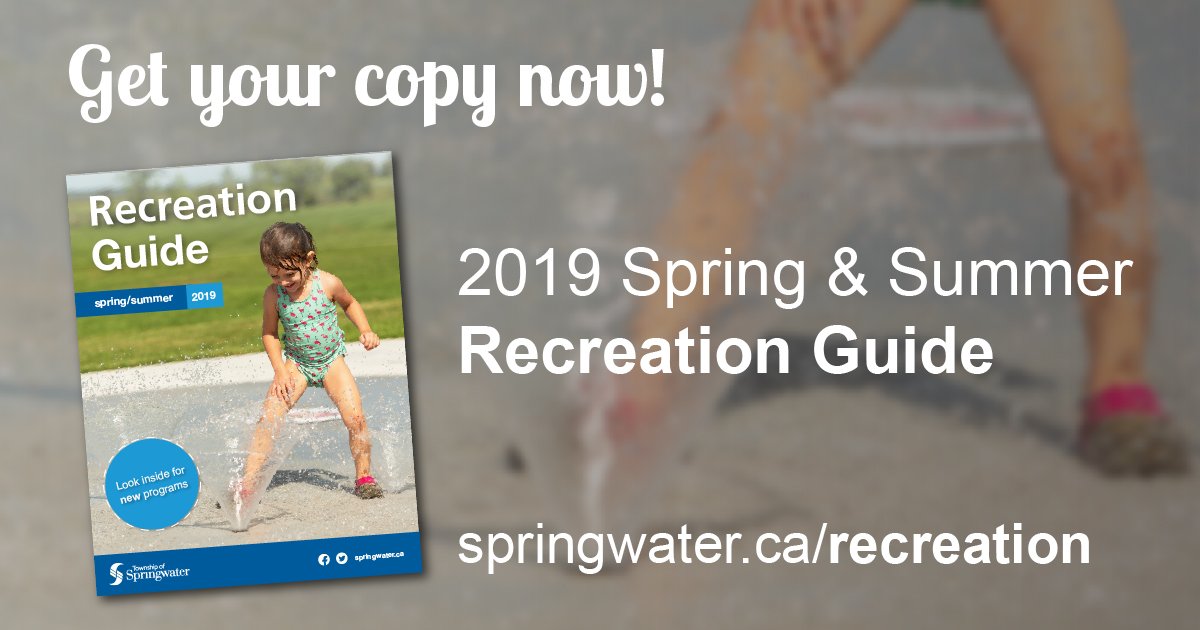 springwatertwp's tweet image. Watch the mail for your copy of the 2019 Spring &amp;amp; Summer #RecGuide! You can also pick up a copy at the municipal office, @SpringwaterLib and #Elmvale Arena, or view it online at springwater.ca/recreation.