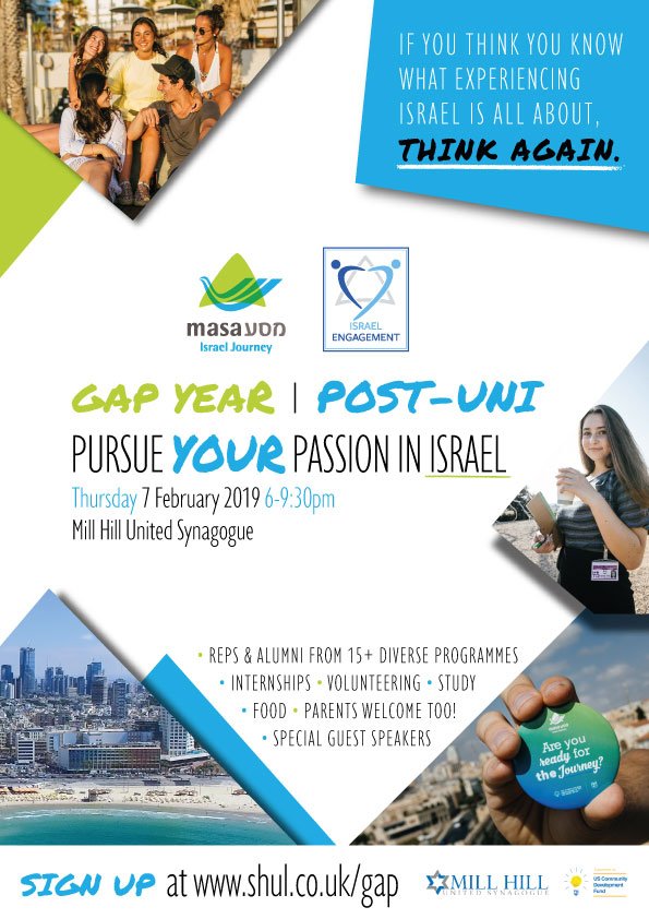 2 days until the Masa Israel Gap Year and Post-Uni Fair! Sign up now: shul.co.uk/gap #gapyear #studyabroad #internship #telaviv #jerusalem #israel