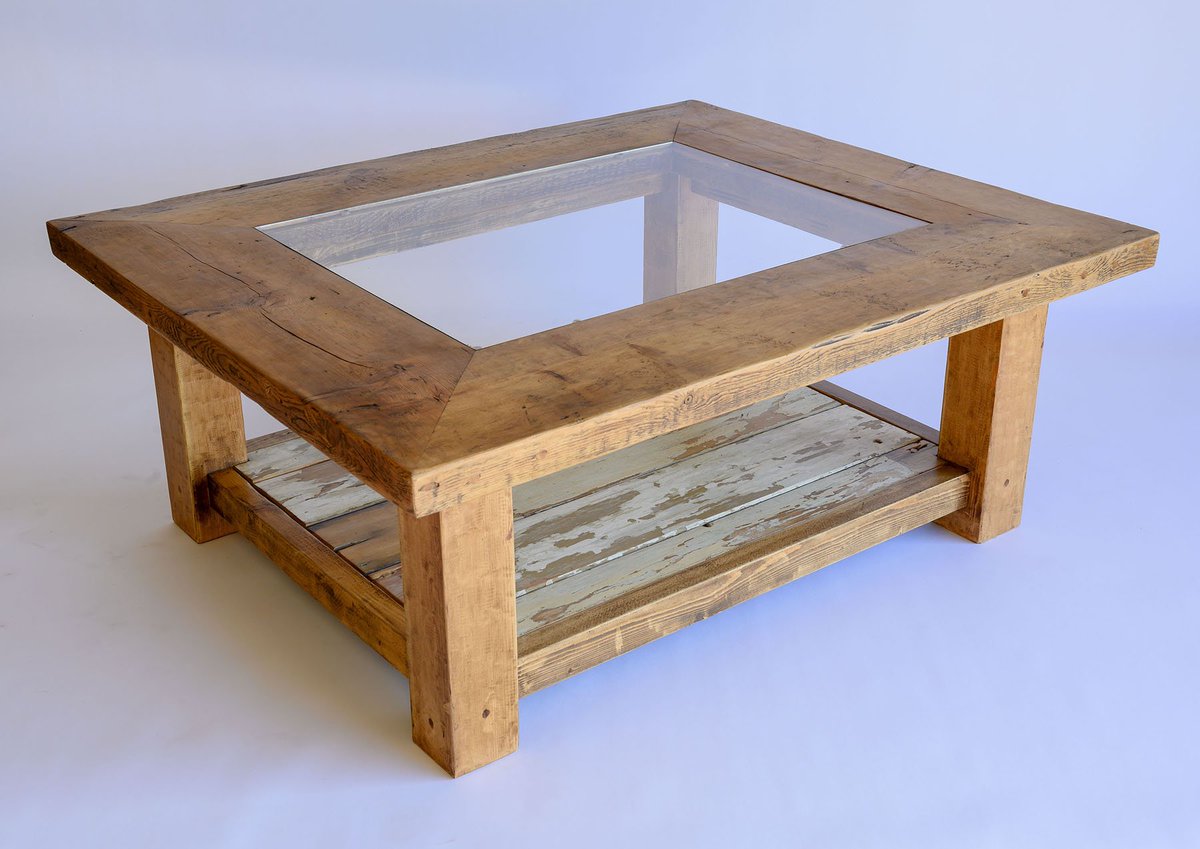 Need a new coffee table? Here we've used a glass surface with a solid wooden frame reflecting #reclaimedtimber boards below. Available in all sizes, finishes and materials to suit your style and living space #bespokedesign #Northumberland #northeasthour
