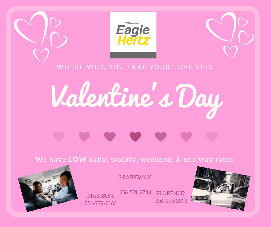 EagleAutoLLC's tweet image. Don't know what to get your love for #ValentinesDay2019? How about a #weekendtrip! Take advantage of our LOW #carrental rates! hertz.com