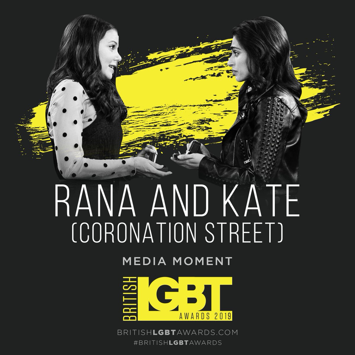 BritLGBTAwards's tweet photo. Kate &amp; Rana’s storyline on @ITVCorrie has been shortlisted as a #BritishLGBTAwards *Top 10 @SignatureLiving Media Moment*. 

Vote now and check out the other nominees at https://t.co/tlpvXnQ373.

@Faye_Brookes @BhavnaLimbachia #Corrie #Kana https://t.co/EVLkCDcQFT