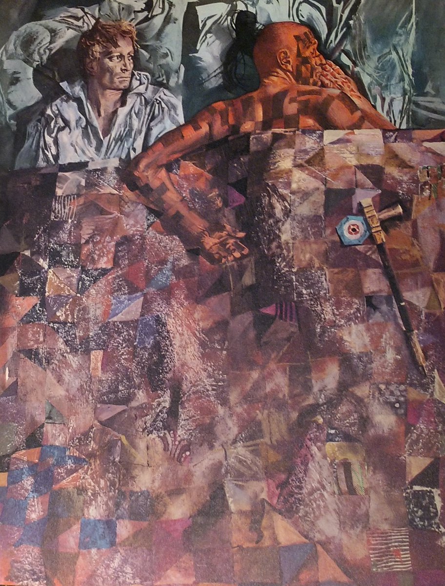 ambiguitweets's tweet image. Ishmael and bedmate Queequeg just dozing under a counterpane, from Melville&apos;s Moby-Dick--on exhibit now @NewberryLibrary! #pangramchallenge