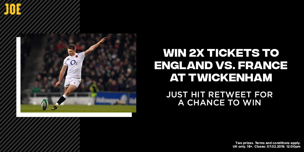Win 2x tickets to England vs. France at Twickenham 🏴󠁧󠁢󠁥󠁮󠁧󠁿🇫🇷

Just hit RETWEET for a chance to win!

🏉 #GuinnessSixNations w/ <a href="/SixNationsRugby/">Guinness Men's Six Nations</a>