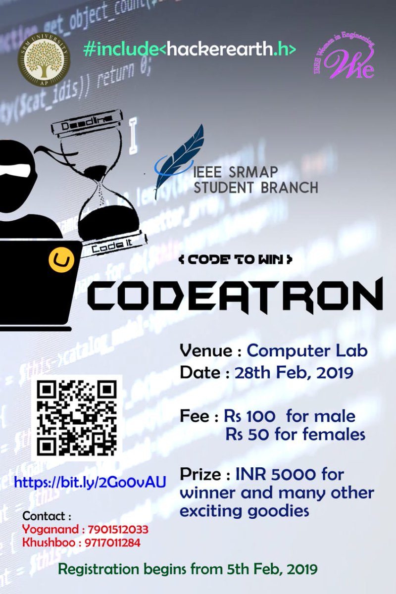 ieee_srmap's tweet photo. READY TO CODE

Do register
https://t.co/SsxJFJplVc https://t.co/gPHY7cjl8M