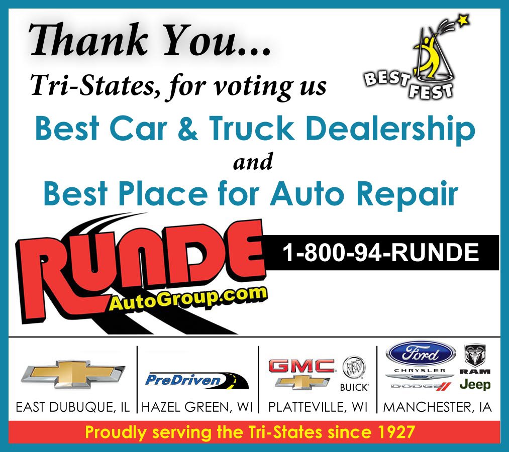 RundeAutoGroup's tweet image. 🎉🎉THANK YOU, tri-states, for voting us Best Car/Truck Dealership &amp;amp; Best Place for Auto Repair in this year's Best Fest! 🎉🎉