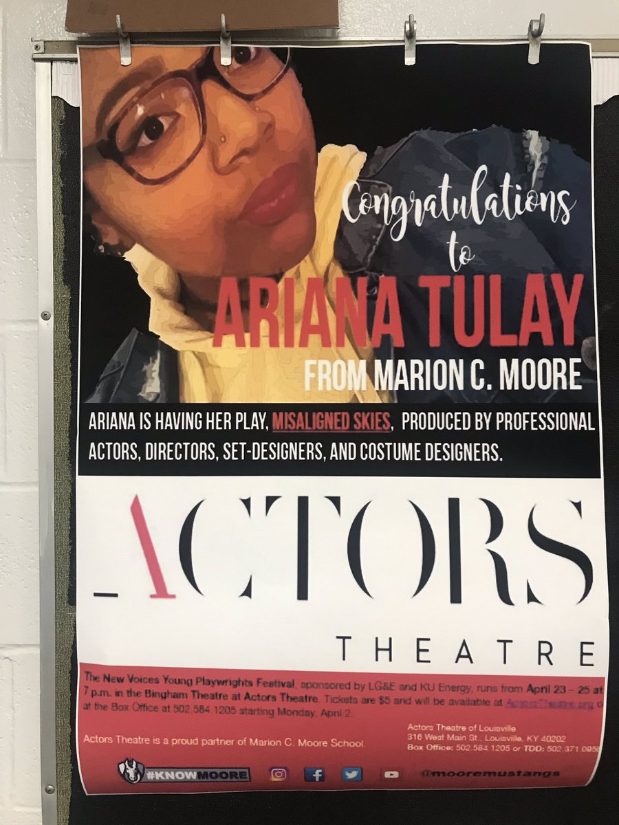 Benjamin Bush (@bush_benjamin) on Twitter photo Congrats to senior Ari Tulay winner of the <a href="/ATLouisville/">Actors Theatre of Louisville</a> New Voices contest! I can’t wait to see her play at actors! #knowmoore
#knowmooredrama Congrats to senior Ari Tulay winner of the <a href="/ATLouisville/">Actors Theatre of Louisville</a> New Voices contest! I can’t wait to see her play at actors! #knowmoore
#knowmooredrama