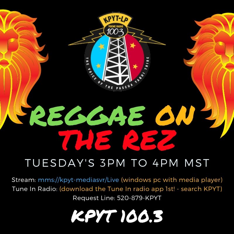 YaquiCNews's tweet image. On the Yaqui Tribes Community Radio station today playing some #reggae music and announcements related to the Tribe and employees 😀 #indigenousradio #reggaeradio #tunein Requests at 520-879-KPYT