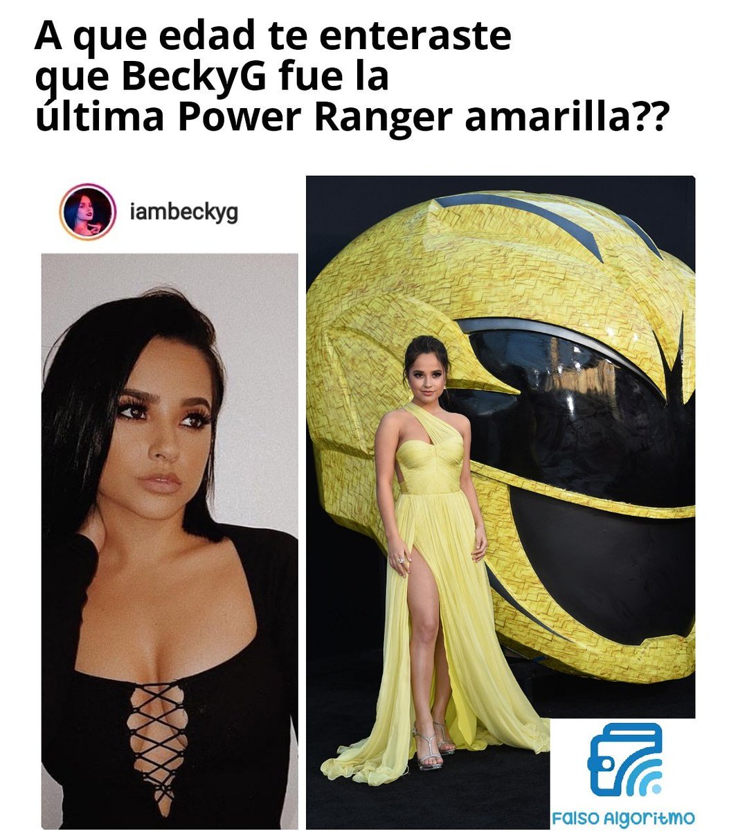 Falso_Algoritmo's tweet photo. #5Feb #becky #beckyg #PowerRangers #yellowranger #girl #beutiful #music #Venezuela #Memes #FalsoAlgoritmo #caracas #humor #followforfollowback https://t.co/2dJoe0H01e