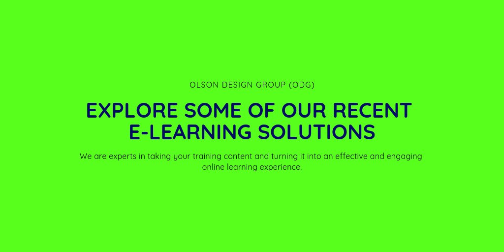 ODGdesigngroup's tweet photo. Check out some of our past projects done for other clients
https://t.co/WdLf7ycV6o

#gamedev #gaming #developer #virtual #vr #product #elearning #learningmodules #training #corporatetraining #edtech #lms #learningmanagement #trainingprocess #powerpoints #transcribe #developer https://t.co/QoTII56xFb