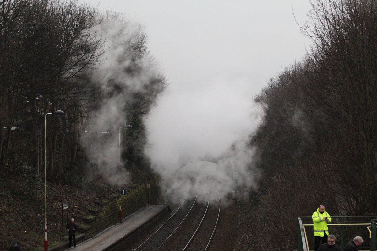 Steam locomotive 45596 Bahamas passing through Woodlesford Station this afternoon