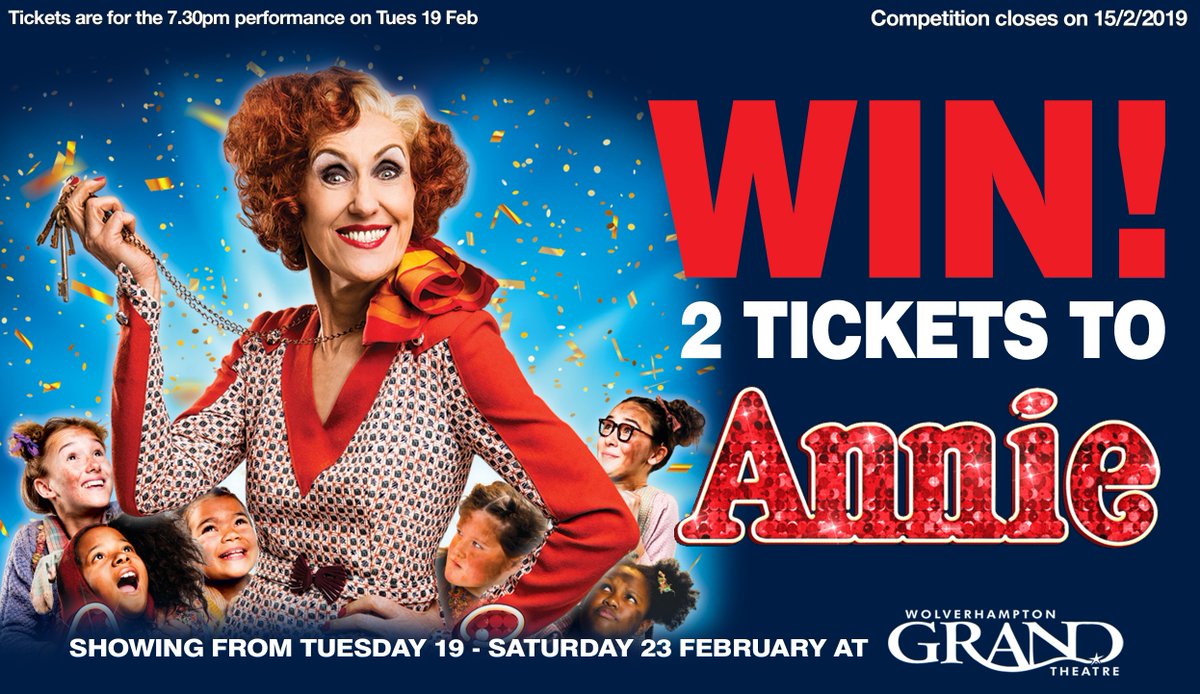 WhatsOnWolves's tweet photo. WIN 2 TICKETS to see @AnnieMusicalUK!
At @WolvesGrand from Tues 19 - Sat 23 February.
To enter: Simply RT &amp; Follow by 15/2/2019! https://t.co/W2fFmdBRnH