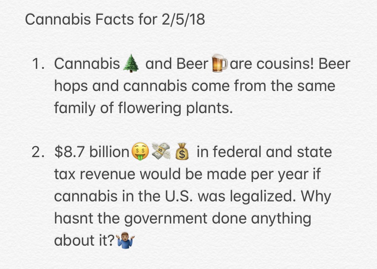 MaineyMeme's tweet image. Good morning everyone!! I hope y'all days are going well💪🏽 For my cannabis facts of the week, since I missed last week🤦🏽‍♂️, will be FUN FACTS😋 Possibly some that may interest you and if it does be sure to stop by my Cannabis Talk🗣 EVER FRIDAY @ 6:30pm PST
#NormalizeIt #OMC
