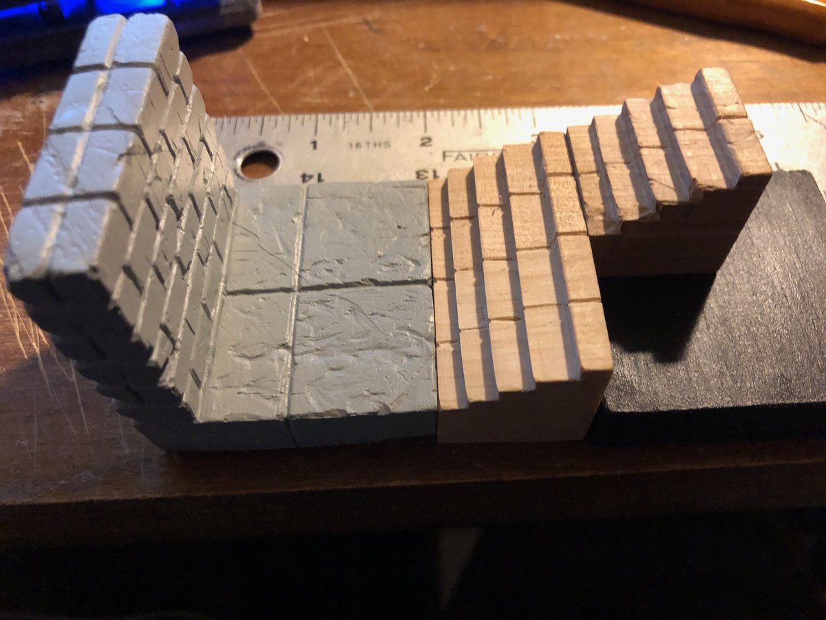 stsOxnard's tweet photo. Almost done carving dungeon staircase masters for molds #miniatures #dnd https://t.co/t2GzFwCuTX