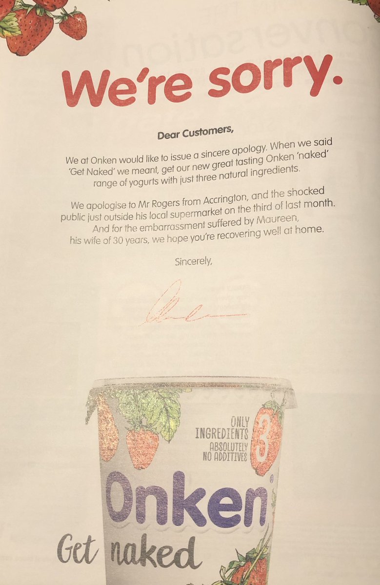 Absolutely fab #advert from #onken - a great hook and fun payoff #copywriting #advertisingcopy