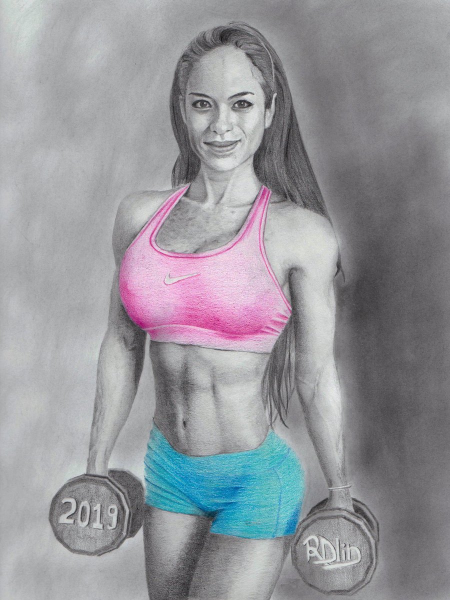 studiodlin's tweet image. One of my most recent drawings. Here is @Michelle_Lewin. Hope you like the drawing! #fitness #fitnessmodel #strongwomen