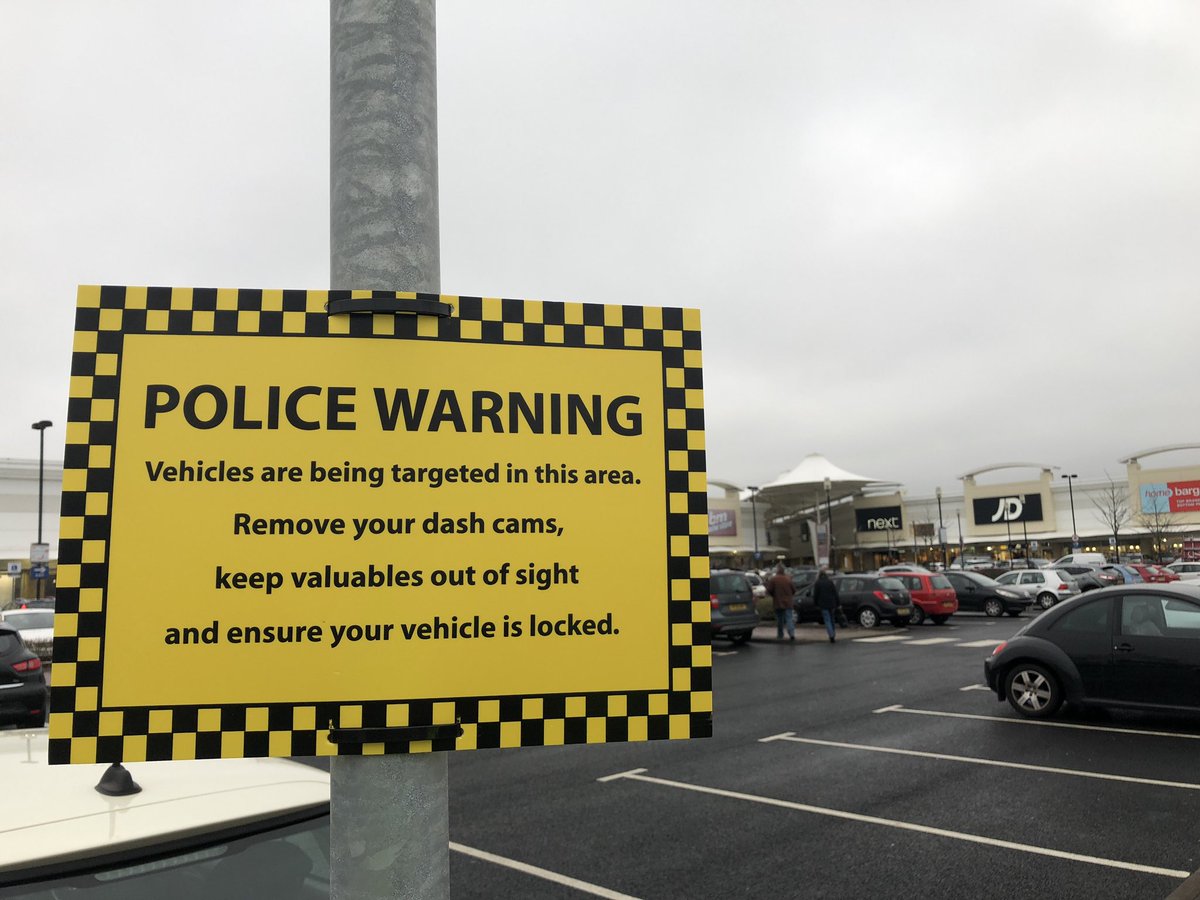 WednesfieldWMP's tweet image. We have seen another increase in the amount of dash cams being stolen from vehicles which have been left in windscreens on display whilst parked up various locations across Wednesfield. As a reminder, we have installed some signs in our hopspot areas today.