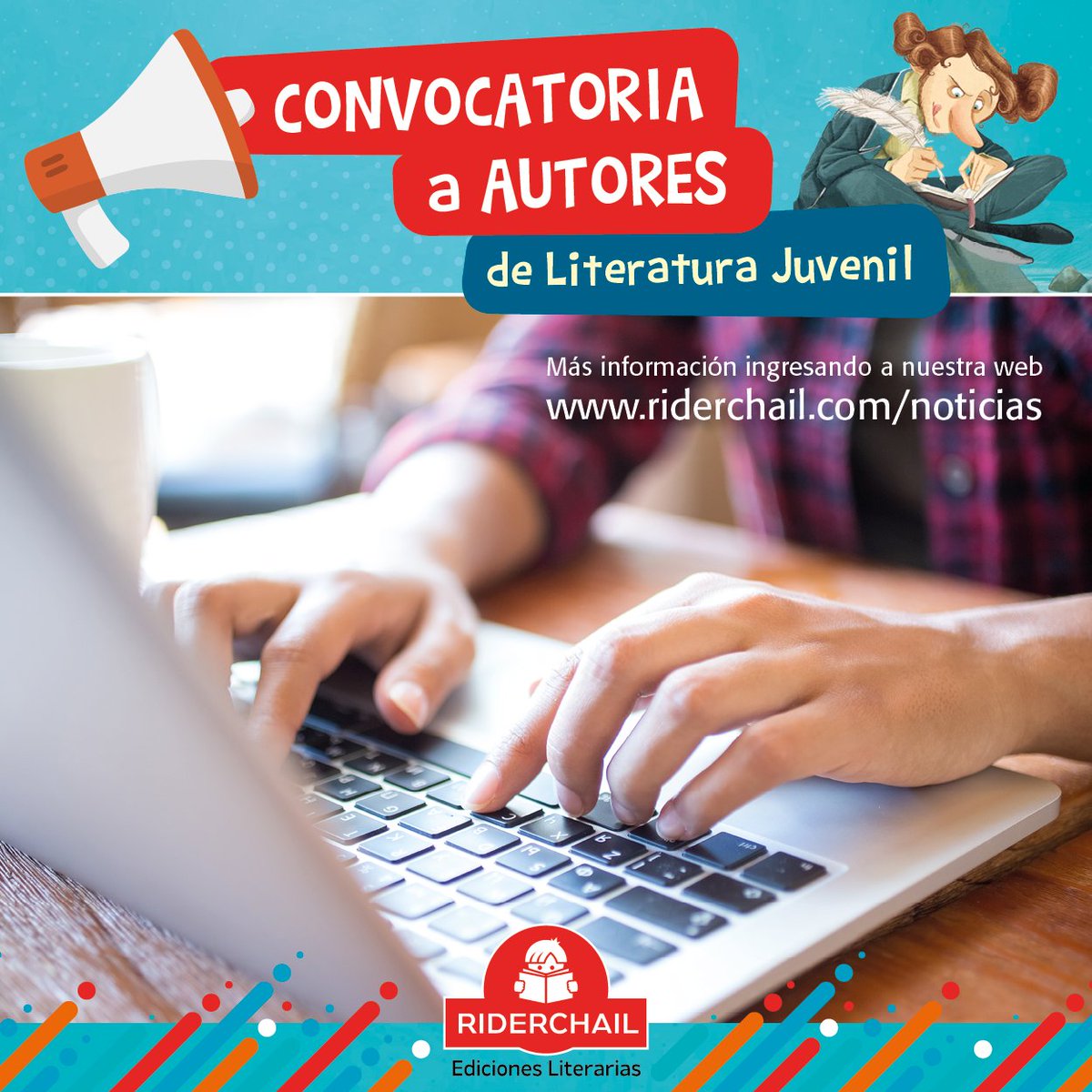 📣 ATENCIÓN‼️
📖 ¿Querés publicar tu novela y formar parte de nuestro equipo de autores? ¡Entonces esta noticia te puede interesar! 👩🏻‍💻👨🏻‍💻
💻 Más info en bit.ly/2Sti0pD
#literaturajuvenil #novelajuvenil #lij #riderchailconvoca #convocatoriaescritores