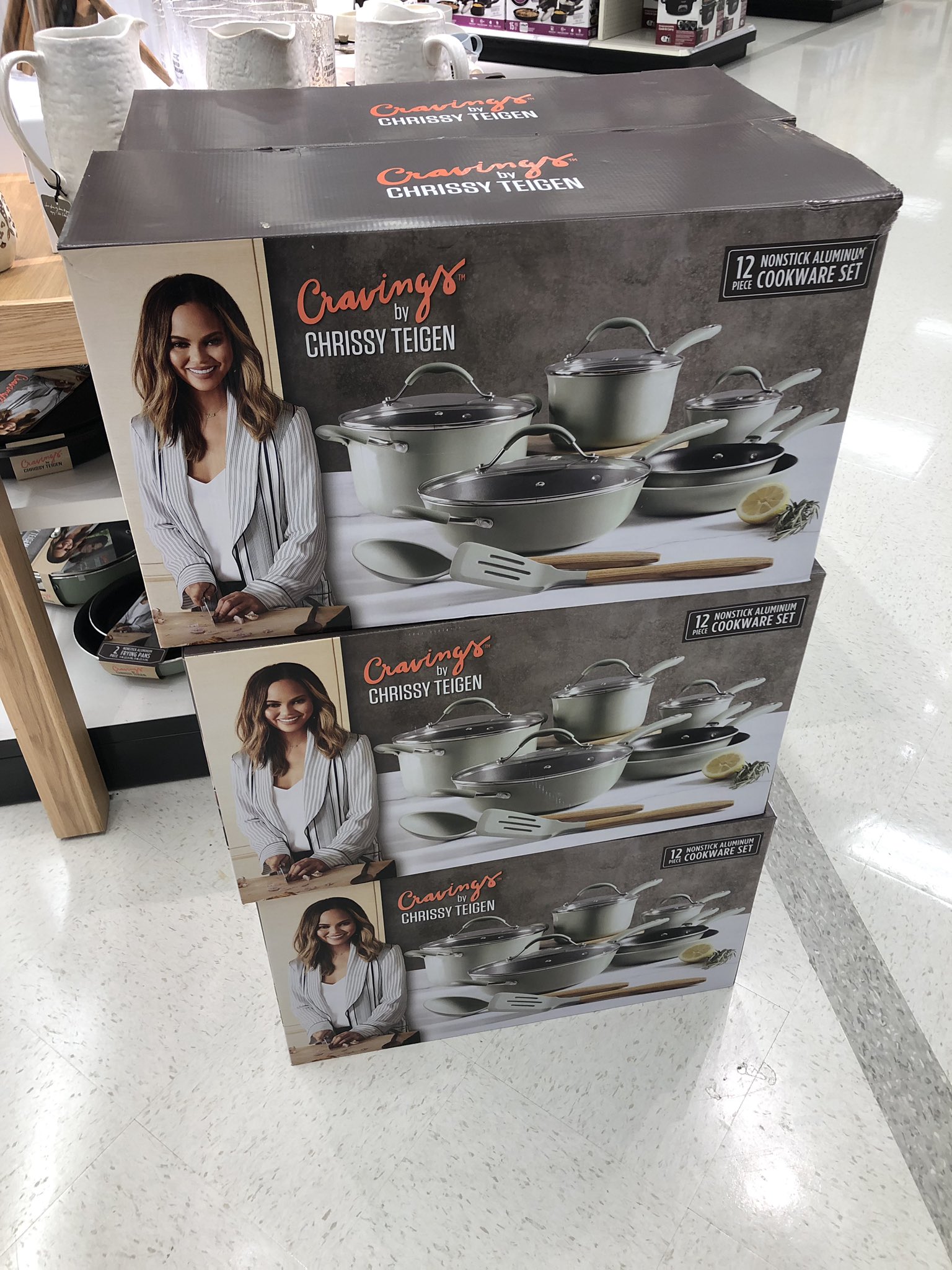 Cravings by Chrissy Teigen 12pc Aluminum Cookware Set Gray for