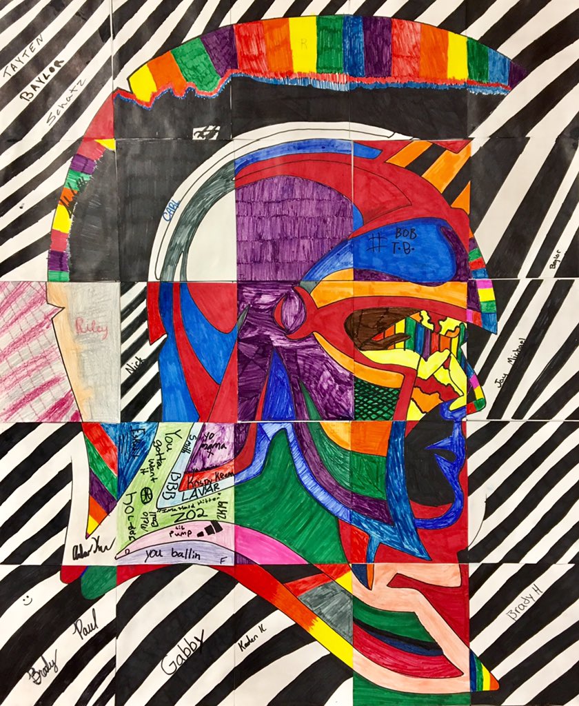 RoetzelArtClass's tweet photo. I need your help! 8th graders of #Spearfishms are having a friendly competition, boys vs girls. Boys designed the Spartan head, girls the lady Spartan. Which one is your favorite?? https://t.co/94R84C94dn